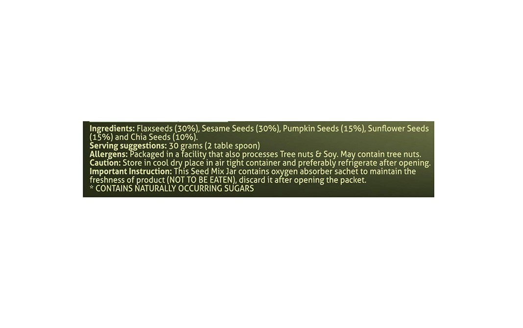 Nouriza Nutritious Seed Mix (Flax, Sesame, Sunflower, Pumpkin & Chia)   Plastic Jar  200 grams